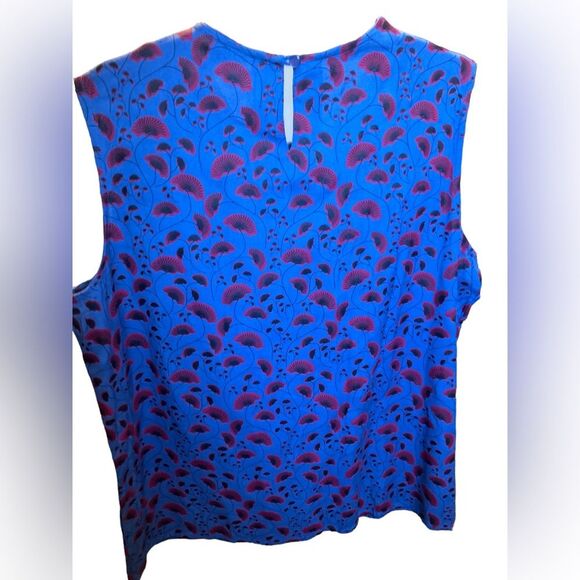 Circus Top Size 16 Modcloth Retro Floral Blue Quirky Funky Art Teacher - Picture 2 of 5
